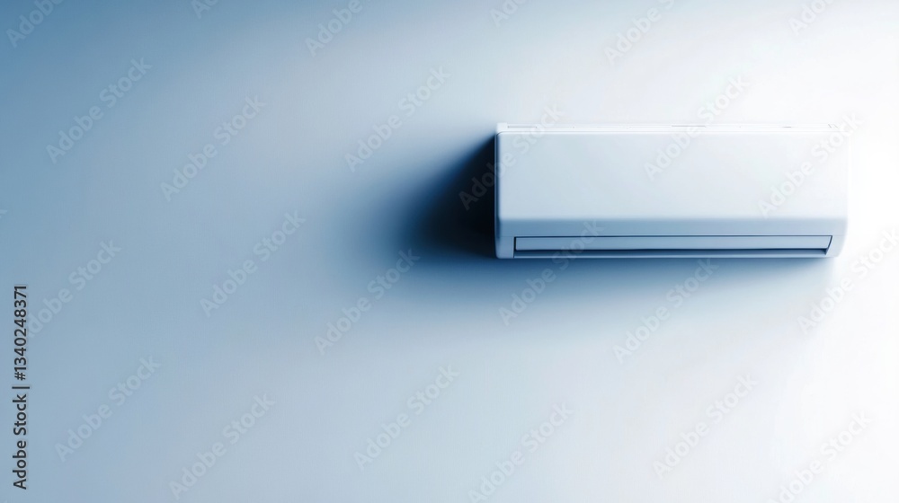 Obraz premium A sleek wall-mounted air conditioning unit designed for efficient cooling in a contemporary indoor environment, showcasing a minimalist style