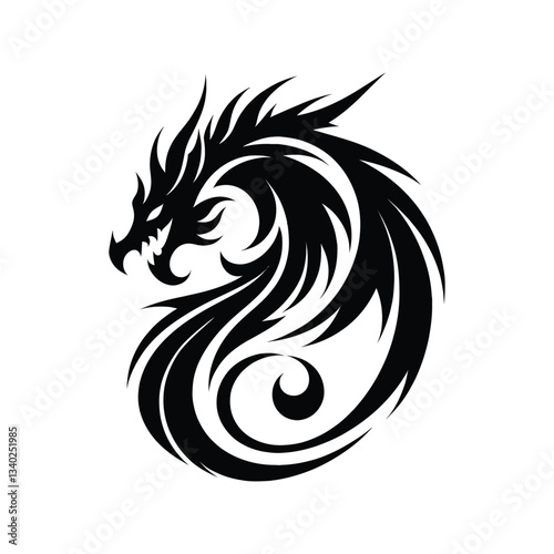 Wallpaper Mural dragon's edge silhouette vector clip art logo design Torontodigital.ca