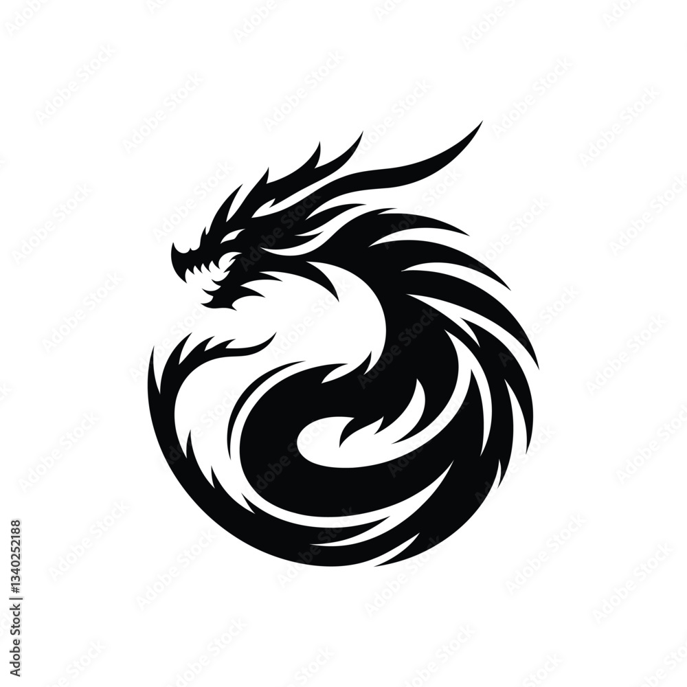 Naklejka premium dragon's edge silhouette vector clip art logo design