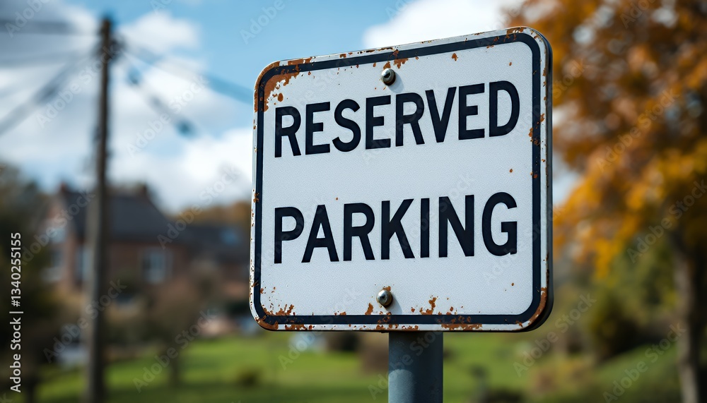 Rustic Reserved Parking Sign in Autumnal Setting Rustic Reserved Parking Sign in Autumnal Setting