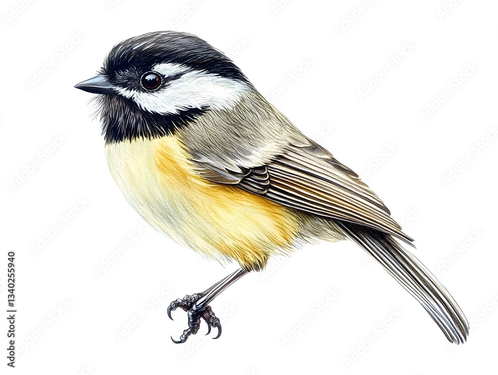 Obraz premium Beautiful Black capped Chickadee Bird Illustration