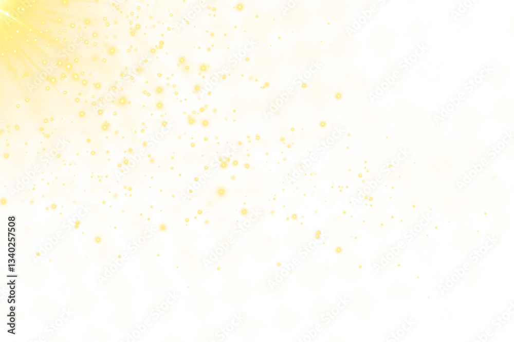 Golden light with shining particles and sun rays isolated on Transparent Background Golden light with shining particles and sun rays isolated on Transparent Background
