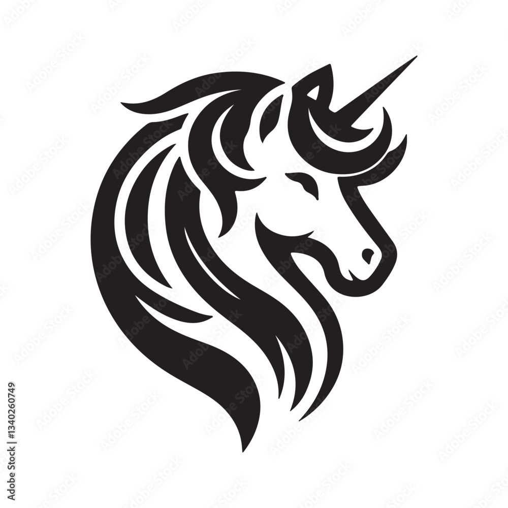 Fototapeta premium unicorn vector silhouette line art illustration