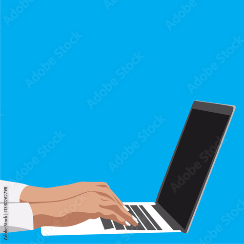 hand with laptop