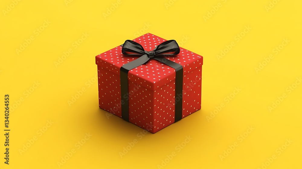 Fototapeta premium A trendy isolated vector illustration of a small gift box with a ribbon tied on a solid background.