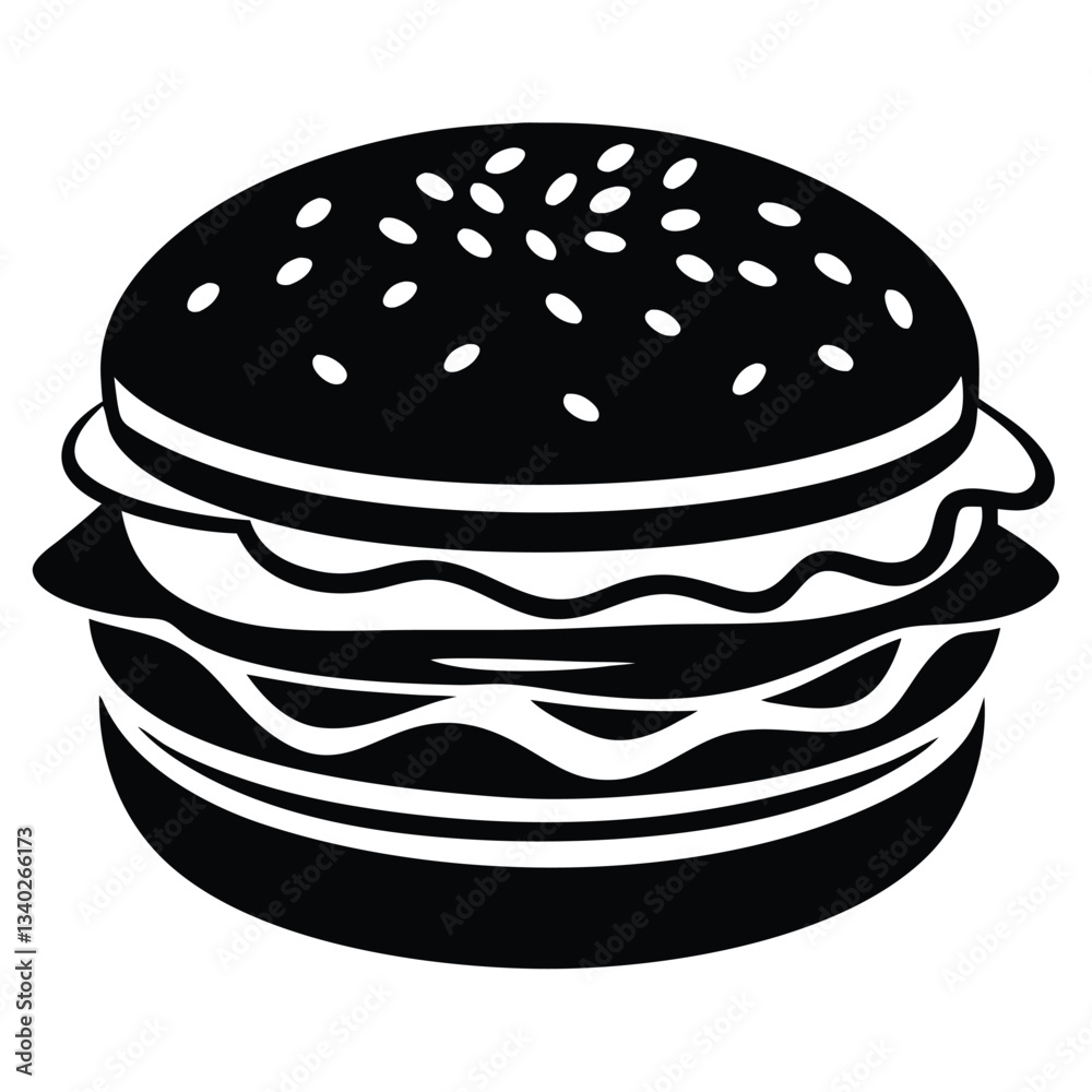 Hamburger Silhouette Vector Illustration black and white hamburger icon graphic design