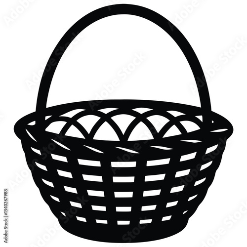 Isolated brown wicker basket, an empty woven craft object