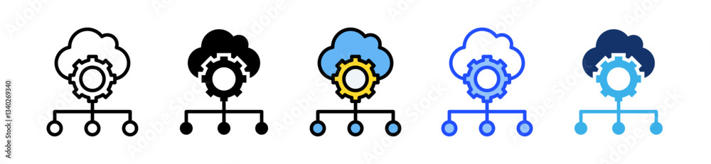 Cloud Computing Icon Set With Multiple Style Collection Cloud Computing Icon Set With Multiple Style Collection