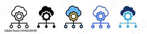 Cloud Computing Icon Set With Multiple Style Collection