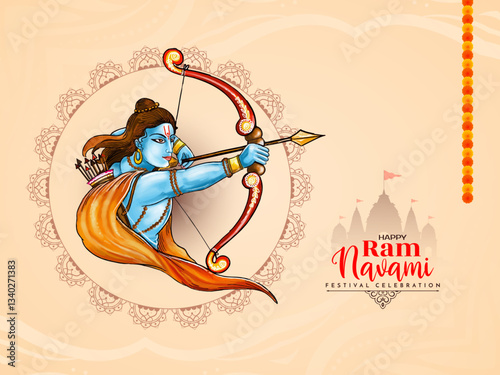 Happy Ram Navami cultural Indian festival greeting card