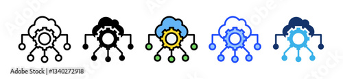 Cloud Computing Icon Set With Multiple Style Collection