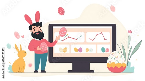 A marketing specialist tracking Easter sales conversion rates on an analytics platform