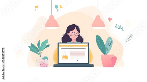 A professional woman finalizing an Easter-themed landing page design