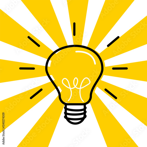 Yellow Light Bulb Vector Illustration with Energy and Innovation Concept