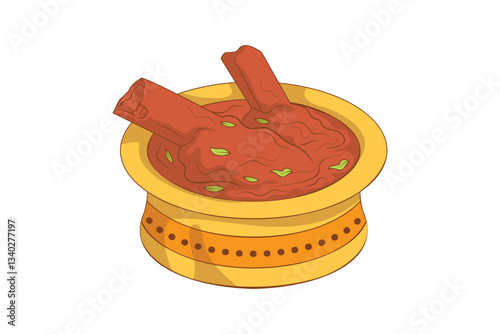 Indian Food Mutton Curry Illustration