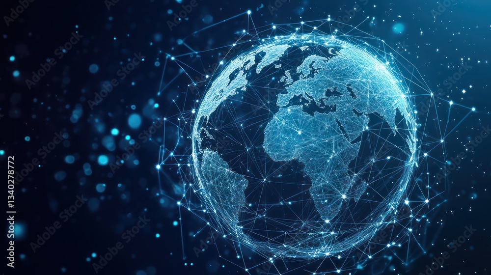 A globe icon with connection lines representing international communication, symbolizing global unity and technological advancement A globe icon with connection lines representing international communication, symbolizing global unity and technological advancement