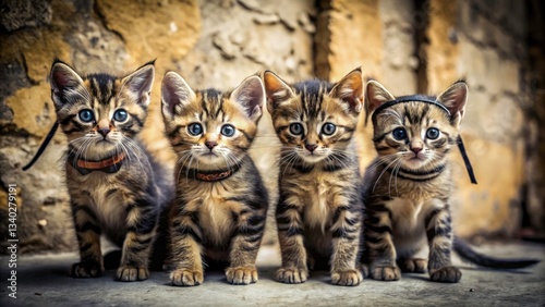 Kitten Ninja Squad: Adorable Warrior Cats Photo - Documentary Style