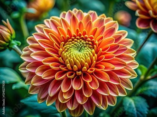 Lush Blooming Flower with Vibrant Green Foliage: Perfect for Decorative Designs