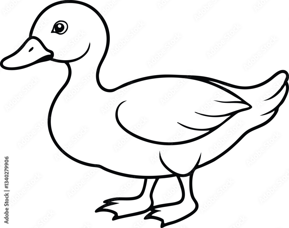 duckling line art vector, duckling outline icon duckling line art vector, duckling outline icon