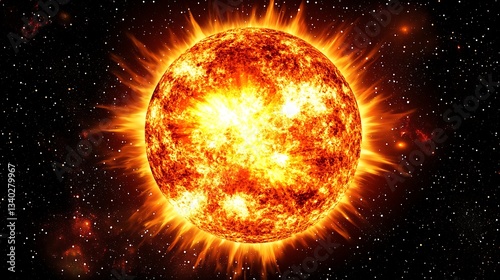 Wallpaper Mural A bright orange fiery star radiating light and heat in the cosmos Torontodigital.ca