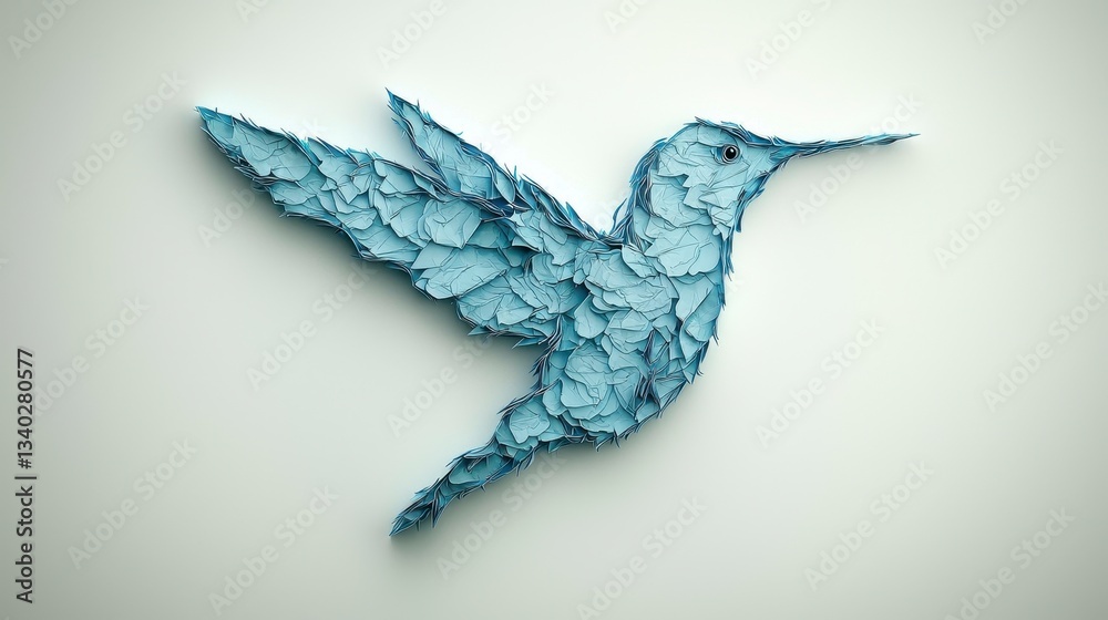 Fototapeta premium Abstract Blue Hummingbird Geometric Illustration