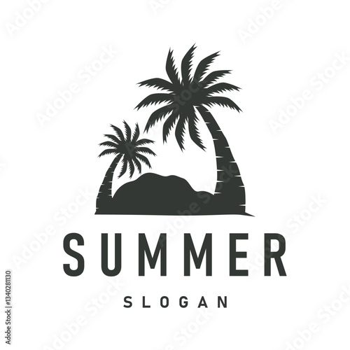 Wallpaper Mural concept with summer beach with palm trees, ocean and sunset logo beach summer illustration template Torontodigital.ca