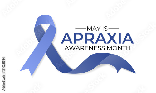 Apraxia Awareness Month banner, background design template. Holiday concept. Raising Awareness for Childhood Apraxia of Speech. Realistic Ribbon. Vector illustration. Eps 10.
