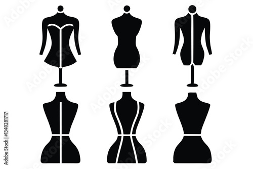 Black mannequin silhouette vector fashion clothing set