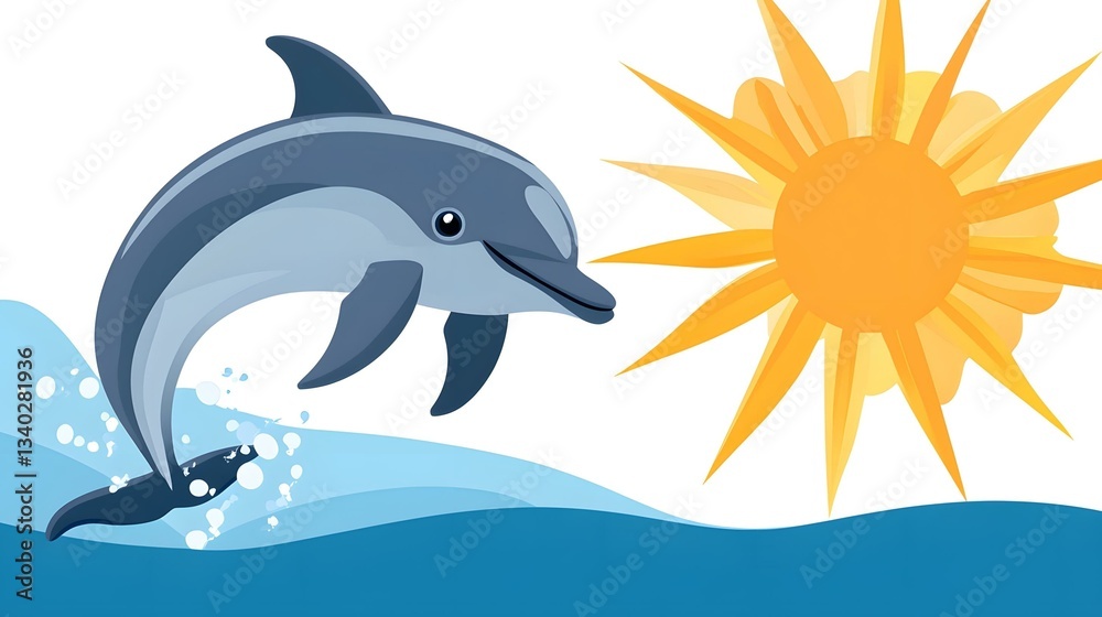 Obraz premium Graceful Dolphin Leaping in Illustrator Style