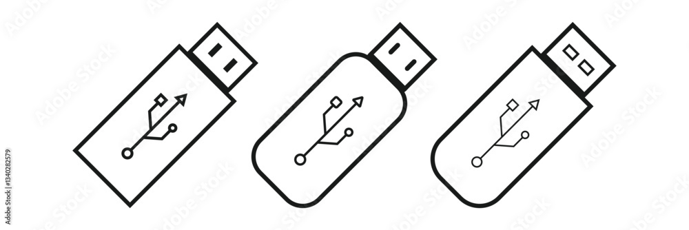usb icon Simple thin line stroke vector usb icon Simple thin line stroke vector
