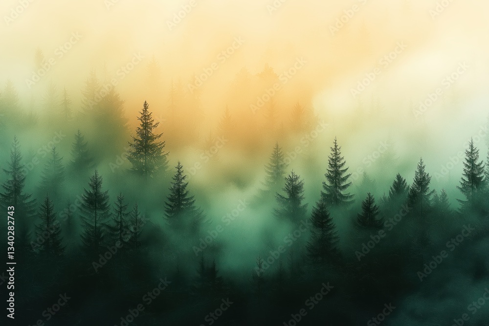 Lush forest scene featuring trees in the foreground set against a natural abstract gradient background in green tones Lush forest scene featuring trees in the foreground set against a natural abstract gradient background in green tones