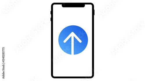 Smart Phone Mobile with Upload Icon, Sign Symbol 4k Motion Graphics Video Footage with Alpha Channel