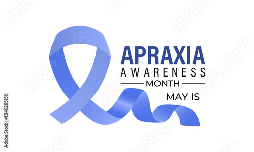 Apraxia Awareness Month banner, background design template. Holiday concept. Raising Awareness for Childhood Apraxia of Speech. Realistic Ribbon. Vector illustration. Eps 10.