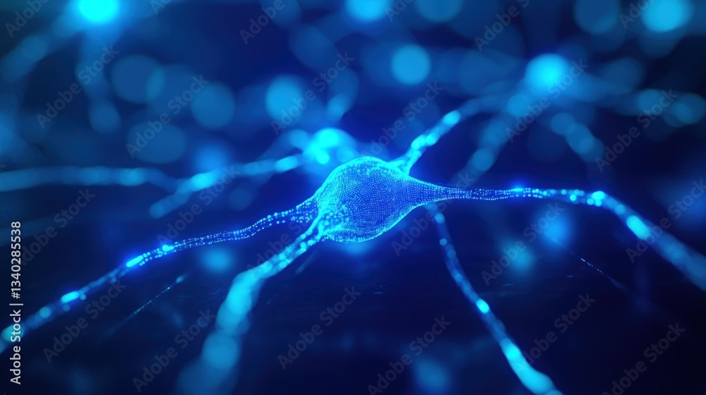 Obraz premium Neuron network in vibrant blue