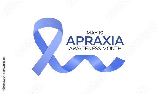 Apraxia Awareness Month banner, background design template. Holiday concept. Raising Awareness for Childhood Apraxia of Speech. Realistic Ribbon. Vector illustration. Eps 10.