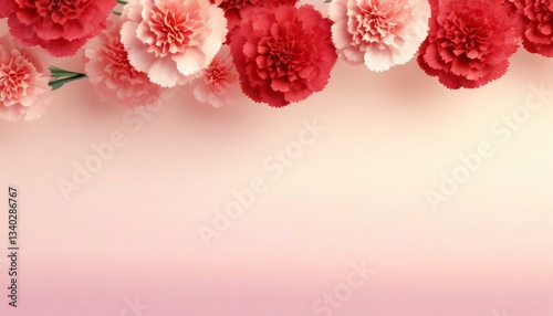 Wallpaper Mural Illustration of carnation flower frame on pink background. Mother's Day, Wedding, Valentine's Day Concept. Torontodigital.ca