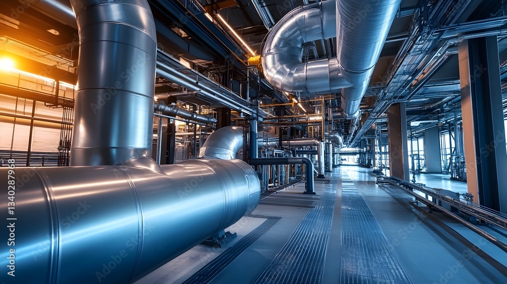custom made wallpaper toronto digitalExposed industrial building infrastructure with HVAC, electrical, and plumbing systems