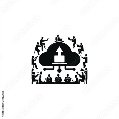cloud computing vector silhouette illustration