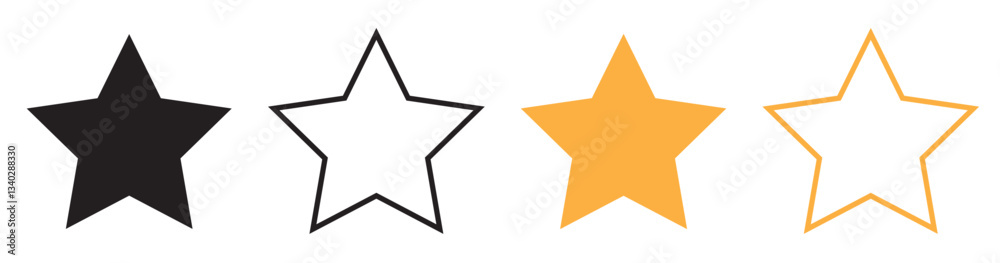 Golden and black star shapes with outline and filled. Vector illustration. Golden and black star shapes with outline and filled. Vector illustration.