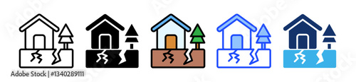 Earthquake Icon Set With Multiple Style Collection