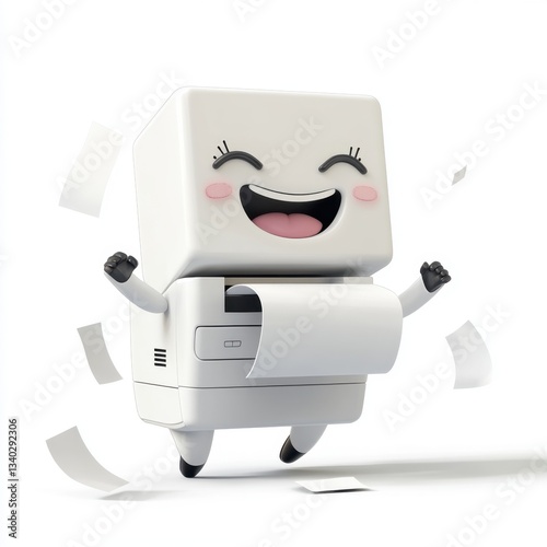 A cartoon character is smiling
