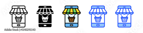 Mobile Store Icon Set With Multiple Style Collection