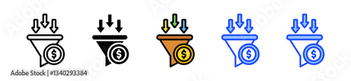 Filter Icon Set With Multiple Style Collection