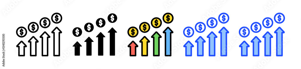 Profit Icon Set With Multiple Style Collection Profit Icon Set With Multiple Style Collection