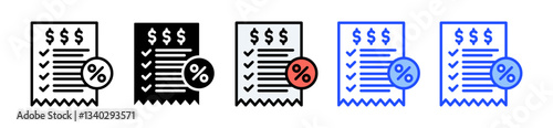 Fee Icon Set With Multiple Style Collection