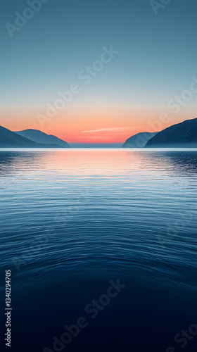 Wallpaper Mural Serene Sunset Over Ocean and Mountains Torontodigital.ca