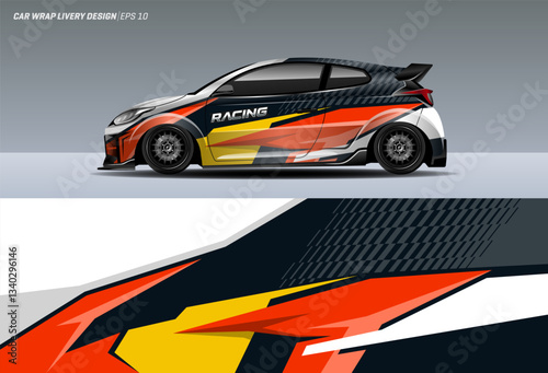 Yellow racing car wrap livery Design vector. vinyl sticker design in vector file
