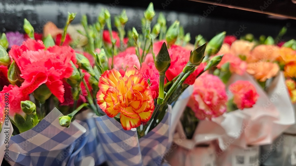 many flower bouquet on the shelf in flower shop many flower bouquet on the shelf in flower shop