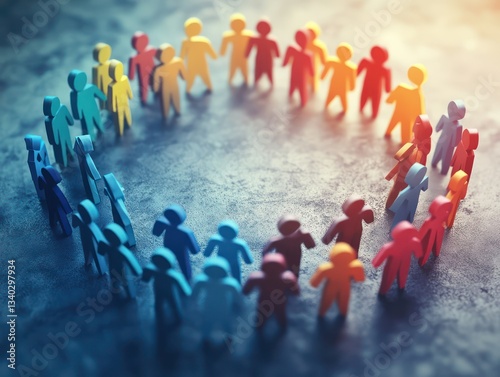 An abstract formation of people icons, encircling in harmonious unity, representing a culture of inclusivity, trust, and mutual respect that drives organizational success.