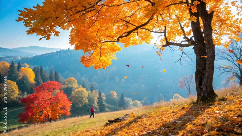 Breathtaking Autumn Landscape With Vibrant Foliage and Rolling Hills Breathtaking Autumn Landscape With Vibrant Foliage and Rolling Hills